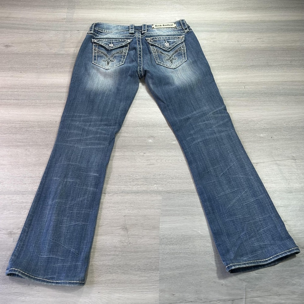 Rock Revival Jamie Easy Boot Jeans Womens 28 Blue Bootcut Distressed Denim - Picture 2 of 16